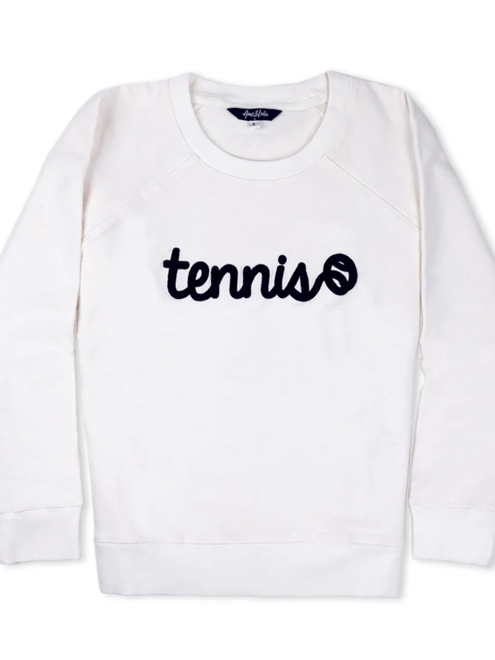 Ame & Lulu White "Tennis" Crewneck Sweatshirt